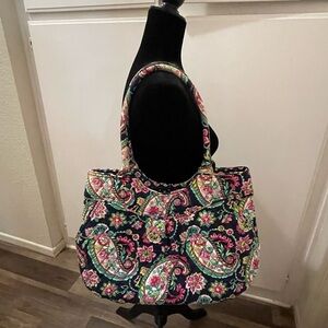 Vera Bradley Navy and Pink Quilted Shoulder Bag EUC.